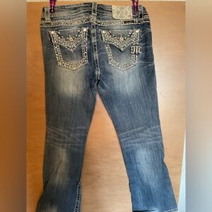 Miss Me Women's Dark Blue Boot Cut Jeans with Embellished Pockets